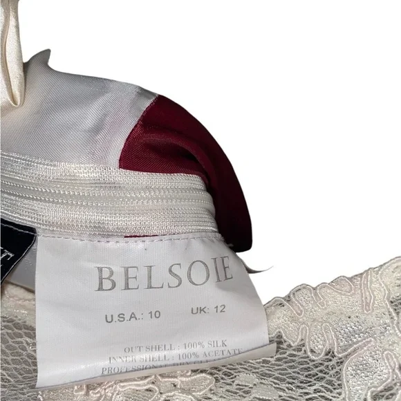 Belsoie Vintage cream Lace & Bows Red burgundy Velvet maxi Dress Gunne sax - Picture 16 of 16